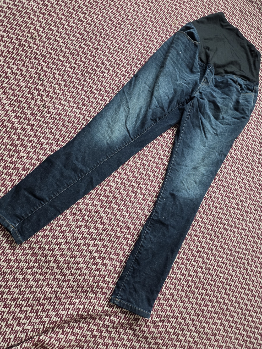 Maternity Dark Blue Stretch Denim Jeans with Panel